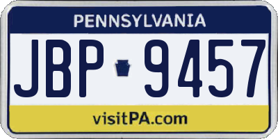 PA license plate JBP9457