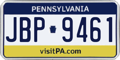 PA license plate JBP9461