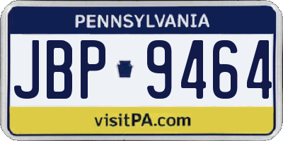 PA license plate JBP9464