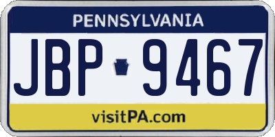 PA license plate JBP9467