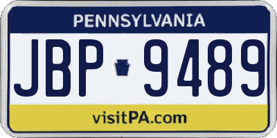 PA license plate JBP9489