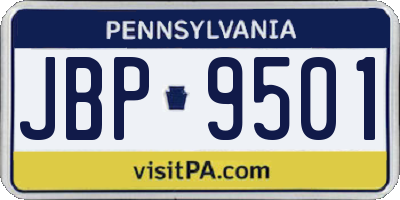 PA license plate JBP9501