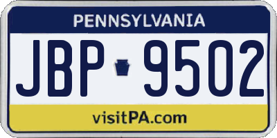 PA license plate JBP9502
