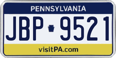 PA license plate JBP9521