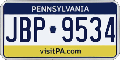 PA license plate JBP9534