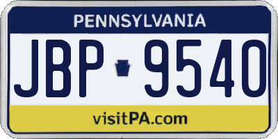 PA license plate JBP9540