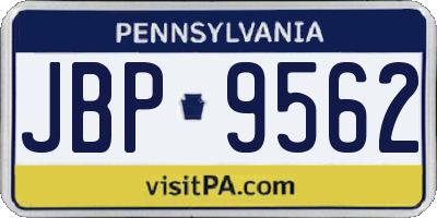 PA license plate JBP9562