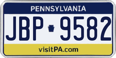 PA license plate JBP9582