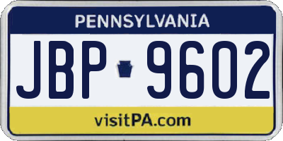 PA license plate JBP9602