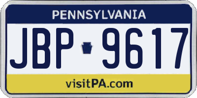 PA license plate JBP9617