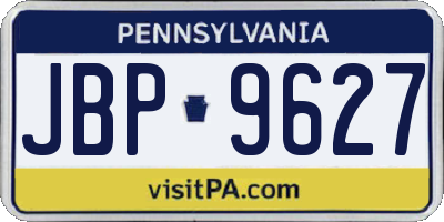 PA license plate JBP9627