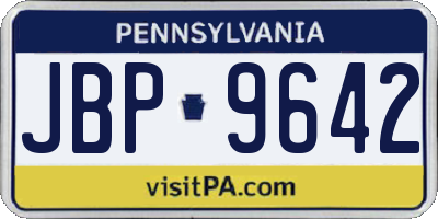 PA license plate JBP9642