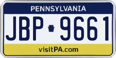 PA license plate JBP9661