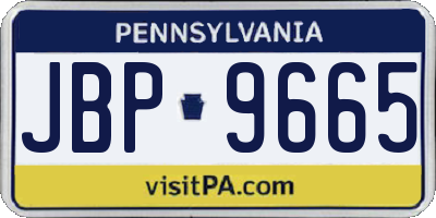 PA license plate JBP9665
