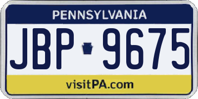 PA license plate JBP9675