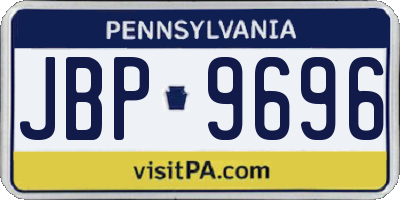 PA license plate JBP9696