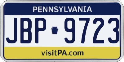 PA license plate JBP9723