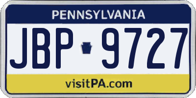 PA license plate JBP9727