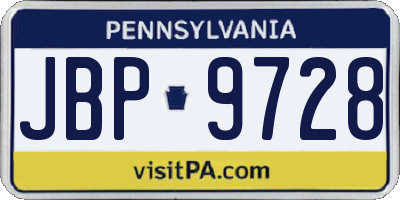 PA license plate JBP9728