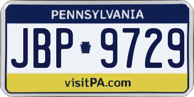 PA license plate JBP9729