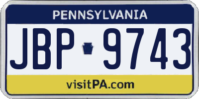 PA license plate JBP9743