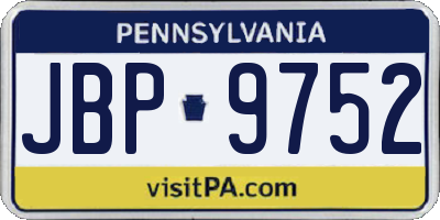 PA license plate JBP9752