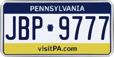 PA license plate JBP9777