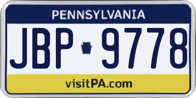 PA license plate JBP9778