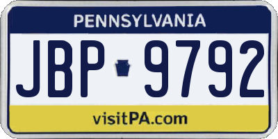 PA license plate JBP9792