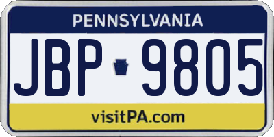 PA license plate JBP9805