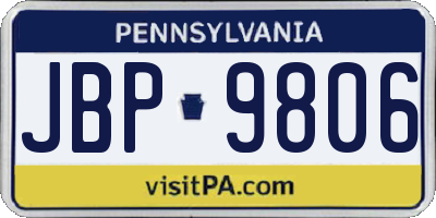 PA license plate JBP9806