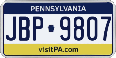 PA license plate JBP9807