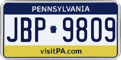 PA license plate JBP9809