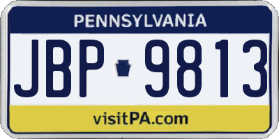 PA license plate JBP9813