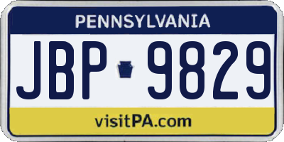 PA license plate JBP9829