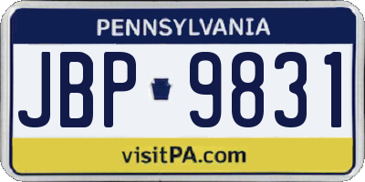 PA license plate JBP9831