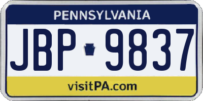 PA license plate JBP9837