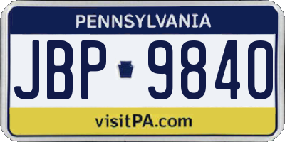 PA license plate JBP9840