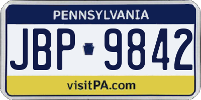 PA license plate JBP9842