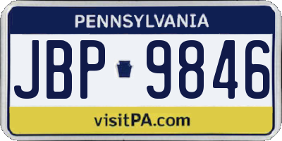 PA license plate JBP9846