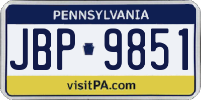 PA license plate JBP9851