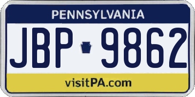 PA license plate JBP9862