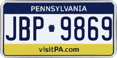 PA license plate JBP9869