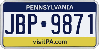 PA license plate JBP9871