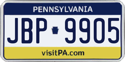 PA license plate JBP9905