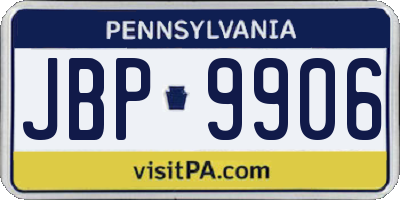 PA license plate JBP9906