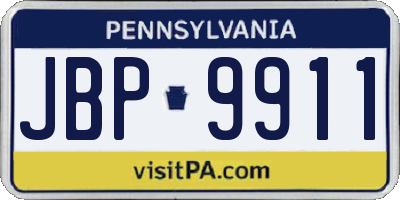 PA license plate JBP9911