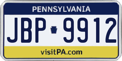 PA license plate JBP9912