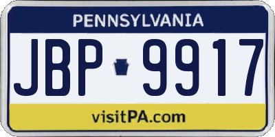PA license plate JBP9917