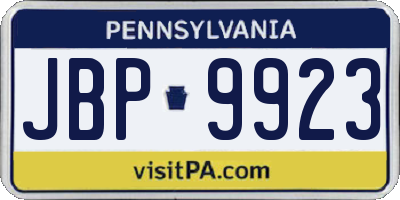 PA license plate JBP9923